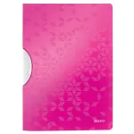 LEITZ WOW ColorClip A4 dokumentų segtuvas su spaustuku, rausvos metalinės spalvos, 3D reljefiniu pavir&scaron;iumi, &scaron;viesiai pilku vidumi, 1 vnt., 4185-00-23