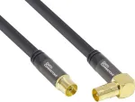 GoodConnections SAT antenos kabelis SmartFLEX, IEC koaksialinis kampinis ki&scaron;tukas į lizdą, auksuotas, keturgubai ekranuotas, 120 dB ekranavimas, juodas, 30 m (GC-M2080)