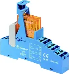 Finder 48.P6.9.024.4050 sąsajos relės modulis, 24 V DC ritė, 16 A SPDT kontaktas, DIN bėgio montavimas, LED indikatorius