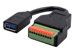 EXSYS EX-49126 USB-A moteri&scaron;kas į 10 kontaktų gnybtų bloko adapterio kabelis su mygtuku, USB 3.2 Gen 1, 15 cm