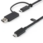 StarTech.com 1 m USB-C laidas su USB-A adapteriu - Hibridinis 2-in-1 USB-C laidas su USB-A - USB-C į USB-C (10 Gbps / 100 W PD), USB-A į USB-C (5 Gbps) - Idealiai tinka hibridinei stotelėms
