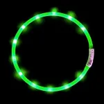 LED antkaklis Anicoll Green &scaron;unims ir katėms modelis įkraunamas ap&scaron;vietimas