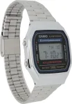 Skaitmeninis laikrodis CASIO A168WA sidabrinis, universalus, LED ekranas, atsparus vandeniui