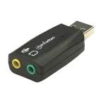 Manhattan 150859 3D garso adapteris USB-A, USB-A &ndash; 3,5 mm mikrofono įėjimas ir garso i&scaron;ėjimas, 480 Mbps (USB 2.0), stereo