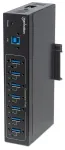 Manhattan USB-A 7-Port Hub Industrial, 7x USB-A prievadai, 5 Gbps (USB 3.2 Gen1), 20 kV ESD apsauga, maitinimas per AC, magistralę ir gnybtų bloką, montavimas ant DIN bėgio arba sienos, metalinis korpusas, varžtų fiksavimo apsauga
