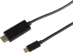 Vaizdo kabelio adapteris S/CONN 10-57025 1m HDMI A tipo USB C tipo juodas