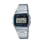 Rankinis laikrodis CASIO A158WA-1DF &ndash; skaitmeninis, dervos korpusas, nerūdijančio plieno juosta, 33,2&times;36,8&times;8,2 mm, CR2016 baterija