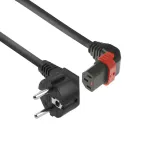 ACT maitinimo laidas CEE 7/7 ki&scaron;tuku (kampu) - C13 IEC Lock (kampu į vir&scaron;ų) juodas 2 m, EL452S