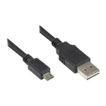 Jungiamasis kabelis USB 2.0 EASY Plug A ki&scaron;tukas į Micro B ki&scaron;tuką, juodas, 0,5 m, Good Connections&reg; (2510-EUM005)