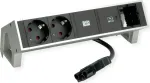 Bachmann DESK2 INOX ki&scaron;tukinis blokas, 2x Schuko, 1x USB-C 30 W, juodas