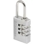 Master Lock 7620EURDCC Kombinacinis Spynos, aliumininis korpusas, grūdinto plieno lankas, 4 skaitmenų, perprogramuojama, 50 mm korpuso plotis, 8 mm lanko skersmuo, sidabrinė/pilka