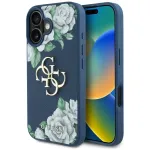 Guess Grained Roses Big 4G Logo Dėklas, skirtas Apple iPhone 16 &ndash; Mėlynas