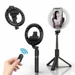 Elight L07 Professional Selfie Stick (max 90cm) su žiediniu LED ap&scaron;vietimu, trikoju ir Bluetooth nuotolinio valdymo mygtuku
