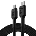 Green Cell GC PowerStream USB Type-C Vyri&scaron;kas į Type-C Vyri&scaron;ką Greito Įkrovimo Laidas 2m Juodas