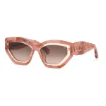 Philipp Plein moteri&scaron;ki akiniai nuo saulės SPP099M5506Z8 &ndash; juodas acetatinis rėmelis, pilki lę&scaron;iai, 55/18/140 mm