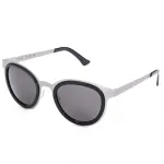 LGR FELI-SILVER01 Unisex Sunglasses - Silver Acetate Frame, Grey Polycarbonate Lenses, UV400 Protection, 47/24/145 mm