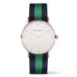 PAUL HEWITT Unisex Watch PH-SARSTWNG20 39mm Rose Gold Stainless Steel White Dial Green/White/Red NATO Strap