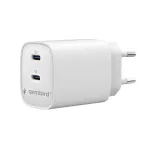 Gembird TA-UC-2C-PD45-01-W 45W USB-C dviejų prievadų sieninis įkroviklis baltas