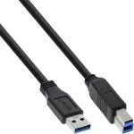 InLine USB 3.2 Gen.1 laidas Type A ki&scaron;tukas / Type B ki&scaron;tukas, juodas, 3 m
