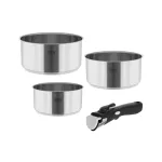 TEESA COOK EXPERT SINGLE HAND Puodų ir keptuvių rinkinys su nuimama rankena, 7 dalių, &Oslash;20/24 cm, nelipni danga, indukcinė, juoda