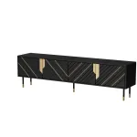 TV spintelė Cama Meble Cama 4D MOUNTAIN 2040&times;400&times;550 mm juoda + auksinė medžio drožlių plok&scaron;tės vir&scaron;us