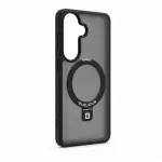Evelatus Samsung Galaxy S26 Shield Case su MagSafe ir stovu, matinis žiedas, juoda