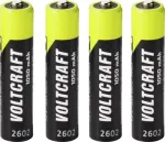 VOLTCRAFT Micro (AAA) NiMH akumuliatorius 1050 mAh 1,2 V, paruo&scaron;tas naudoti, 4 vnt. (VC-17275425)