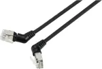 Renkforce RF-6071550 CAT 6a F/UTP tinklo kabelis, 2 m, juodas, 360&deg; pasukamaisiais RJ45 jungtimis, kampu i&scaron;vestu kabeliu