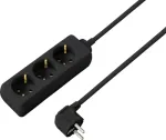 Sygonix SY-4890978 elektros skirstytuvas, juodas, Schuko, 3 lizdai, 1,5 m, su apsauga nuo vir&scaron;įtampių