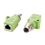 EXSYS M12 X-Coded 8-Pin Female to RJ45 Female Adapter, 10Gbps, IP67, Nikeliu padengti žalvaris EX-49541