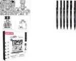uni-ball Fineliner PIN TOKYO, 6 dalių kūrybinis rinkinys, vandeniui atsparūs pigmentiniai ra&scaron;alai, metaliniais įdėklais galai (CF PIN/6 001)