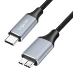 Logilink CU0199 USB 3.2 Gen1 Type-C kabelis, C/M &ndash; Micro-USB/M, 5 Gbps, nailonas, metalas, juodas/sidabrinis, 2 m