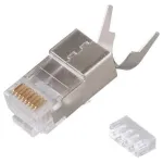 Ekranuotas RJ45 ki&scaron;tukas EQUIP Cat 8.1, vyri&scaron;kas, sidabrinis, 50 vnt., 11,7&times;22,5 mm, 3,7 g