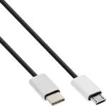 InLine USB 2.0 laidas, USB-C ki&scaron;tukas / Micro-B ki&scaron;tukas, juodas/alu, lankstus, 1,5 m