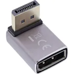 InLine 17291G adapter DisplayPort 1.4 (ki&scaron;tukas į lizdą, 90&deg; vir&scaron;us) pilka/juoda