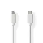 Nedis Lightning kabelis - USB 2.0 | Apple Lightning 8 kontaktų | USB-C&trade; ki&scaron;tukas | 480 Mbps | nikeliuotas | 1,00 m | Apvalus | PVC | Baltas