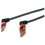 ROLINE USB 2.0 laidas Type-C &ndash; Type-A ST/ST 360&deg; sukimasis juodas raudonas 1 m 11.02.