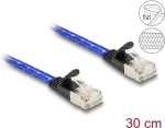 Tinklo kabelis DeLOCK RJ45 plok&scaron;čias Cat.6A 0,3m mėlynas