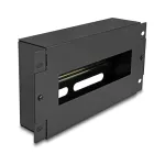 Delock 67320 10" grandinės pertraukiklių juosta su dangteliu ir DIN bėgeliu, 3U, metalinė, juoda