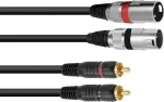 Adapterinis kabelis XLR į RCA Omnitronic 3022522C &mdash; 2x XLR ki&scaron;tukas į 2x RCA ki&scaron;tuką, 1,5 m
