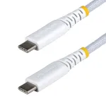 StarTech.com 30 cm (1 pėda) balta USB-C įkrovimo laidas, 60W (3A) PD, dviejų sluoksnių pintas nailono/TPE apvalkalas, tvirtas USB C įkrovimo laidas, USB 2.0 ne&scaron;iojamojo kompiuterio įkrovimo laidas