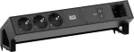 Maitinimo modulis Bachmann DESK2 su 3x Schuko (CEE 7/3), 1x USB-C 100W ir 1x kabelio jungtimi, RAL9005