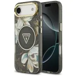Guess IML Glitter Flowers Triangle MagSafe dėklas iPhone Air - juodas
