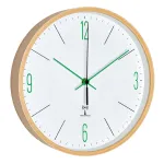TFA Dostmann Analogue Design Radio Controlled Wall Clock with Maple Frame, Green (60.3524.04)