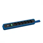 Bachmann PRIMO 2 ilgintuvas 6x CEE 7/5 lizdai su jungikliu ir kilpa 2,0 m CEE 7/7 ki&scaron;tukas RAL5010 mėlyna