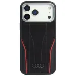 Audi R8 odinis dėklas su MagSafe, skirtas iPhone 15 Pro Max, juodas/raudonas
