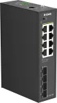 D-Link DIS-210G-12UP Pramoninis i&scaron;manusis valdomas jungiklis, 12 Gigabit prievadų, 8 PoE+, 240 W, DIN bėgio / sieninis montavimas