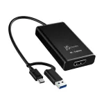 j5create JVA11-N 4K HDMI&trade; fiksavimo adapteris, juodas, USB 3.2 Gen 1 (3.1 Gen 1), 3840 x 2160 pikselių, aliuminis, 0.19 m, Taivanas