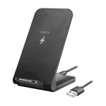 Logilink Wireless Quick Charging Stand 15 W, twin coil, black | Kur.lt