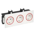 Rehau SIGNA IN BRK 3STD trijų lizdų elektros rozetė, grynai baltos/raudonos spalvos (6121036)